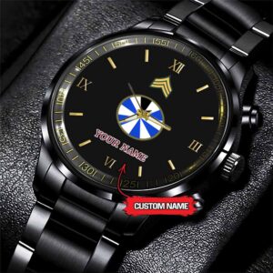 Army Watch, Army 11Th Infantry Division Custom Black Fashion Watch Proudly Served Gift, Military Watches, Us Army Watch