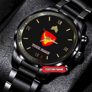 Army Watch, Army 12Th Infantry Division Custom Black Fashion Watch Proudly Served Gift, Military Watches, Us Army Watch