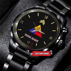 Army Watch, Army 14Th Armored Division Custom Black Fashion Watch Proudly Served Gift, Military Watches, Us Army Watch