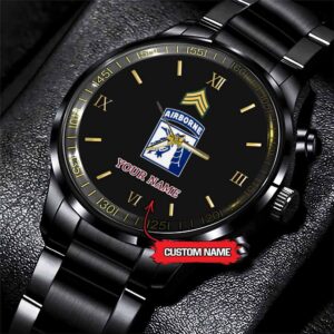 Army Watch, Army 18Th Airborne Custom Black Fashion Watch Proudly Served Gift, Military Watches, Us Army Watch