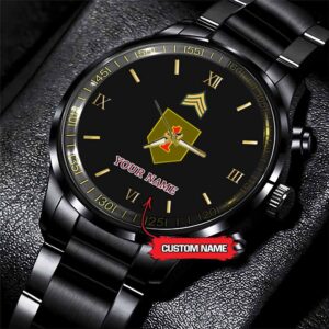 Army Watch, Army 1St Infantry Division Custom Black Fashion Watch Proudly Served Gift, Military Watches, Us Army Watch