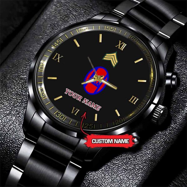 Army Watch, Army 30Th Infantry Division Custom Black Fashion Watch Proudly Served Gift, Military Watches, Us Army Watch