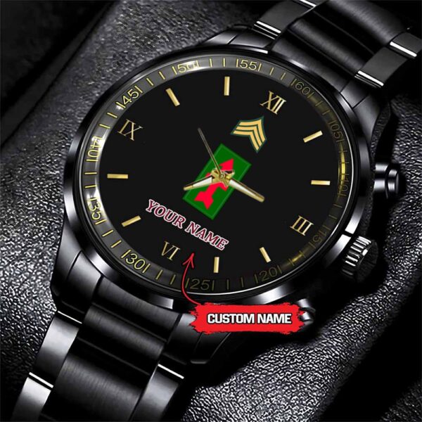 Army Watch, Army 32Th Infantry Division Custom Black Fashion Watch Proudly Served Gift, Military Watches, Us Army Watch