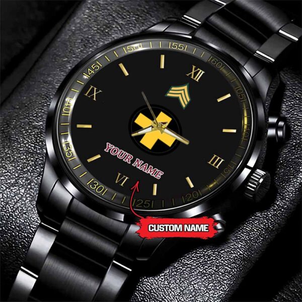 Army Watch, Army 33Th Infantry Division Custom Black Fashion Watch Proudly Served Gift, Military Watches, Us Army Watch