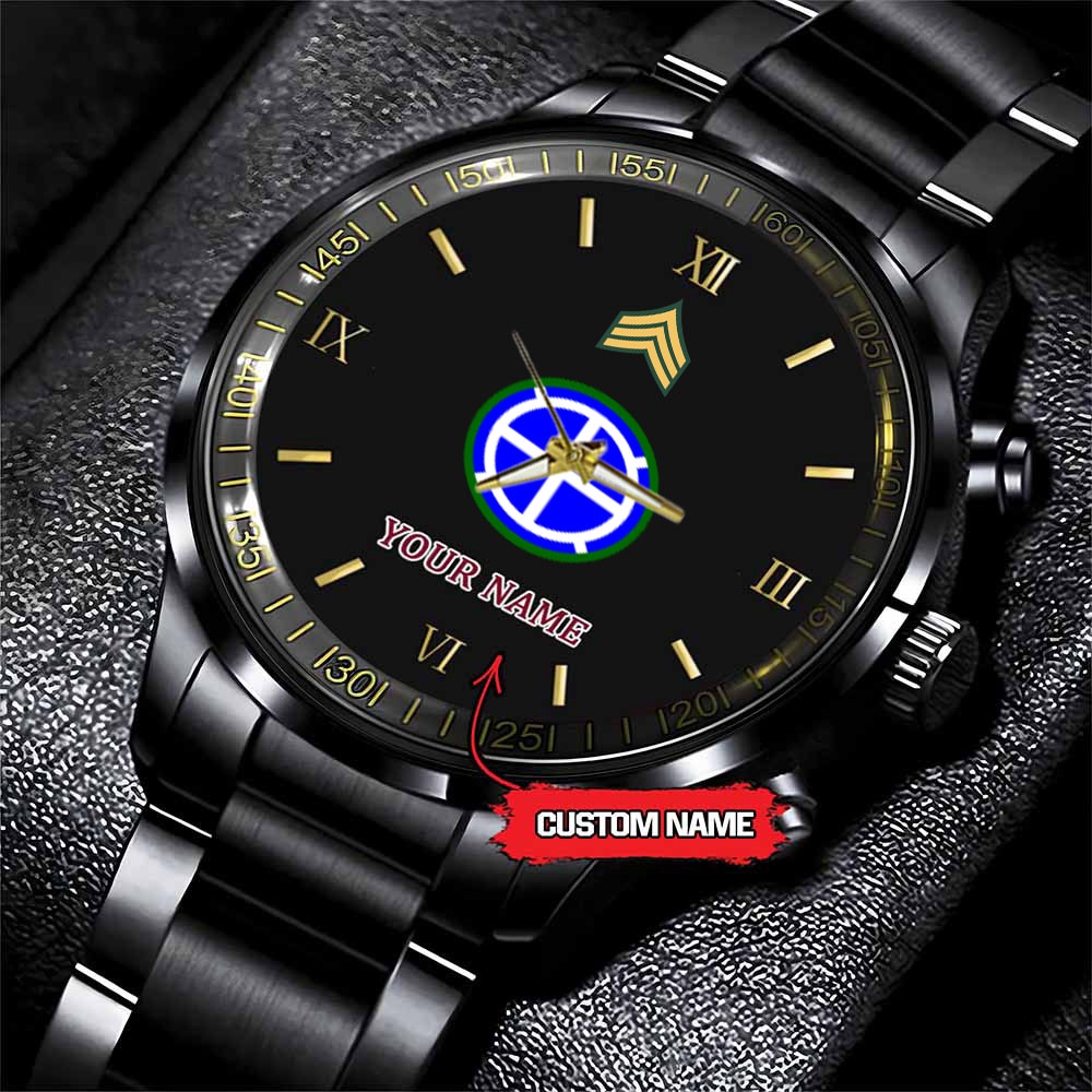 Army Watch, Army 35Th Infantry Division Custom Black Fashion Watch Proudly Served Gift, Military Watches, Us Army Watch