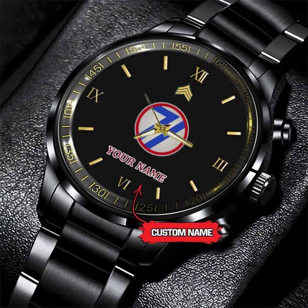 Army Watch, Army 71St Infantry Division Custom Black Fashion Watch Proudly Served Gift, Military Watches, Us Army Watch