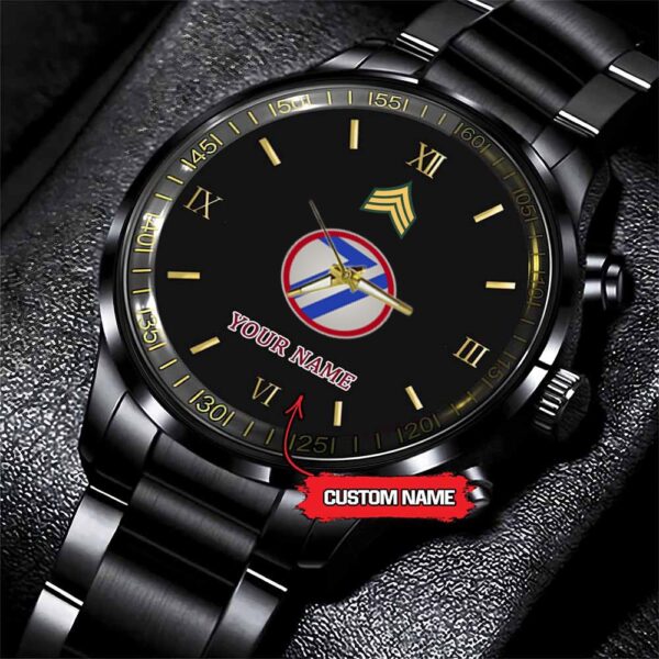 Army Watch, Army 71Th Infantry Division Custom Black Fashion Watch Proudly Served Gift, Military Watches, Us Army Watch