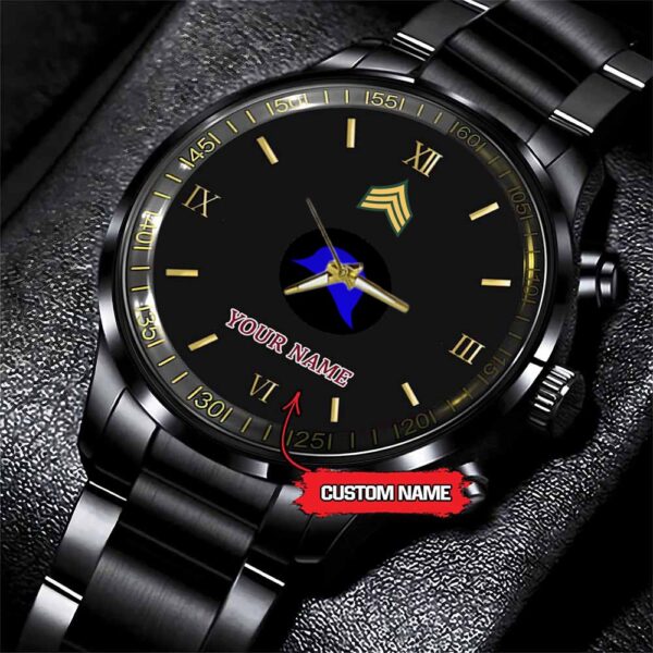Army Watch, Army 93Th Infantry Division Custom Black Fashion Watch Proudly Served Gift, Military Watches, Us Army Watch