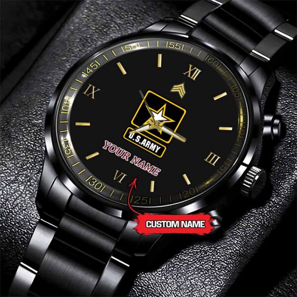 Army Watch, Army Logo Custom Black Fashion Watch Proudly Served Gift, Military Watches, Us Army Watch