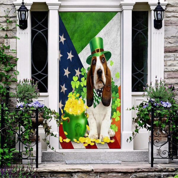 Basset Hound Door Cover, St Patrick’s Day Door Cover, St Patrick’s Day Door Decor