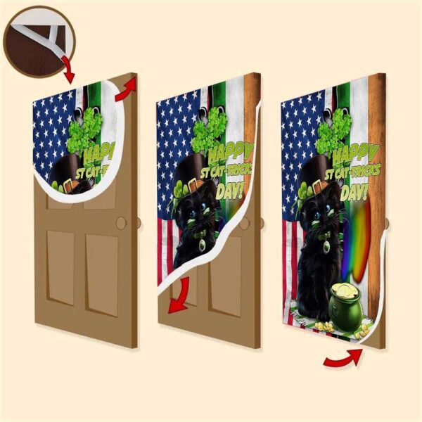 Black Cat Door Cover, St Patrick’s Day Door Cover, St Patrick’s Day Door Decor