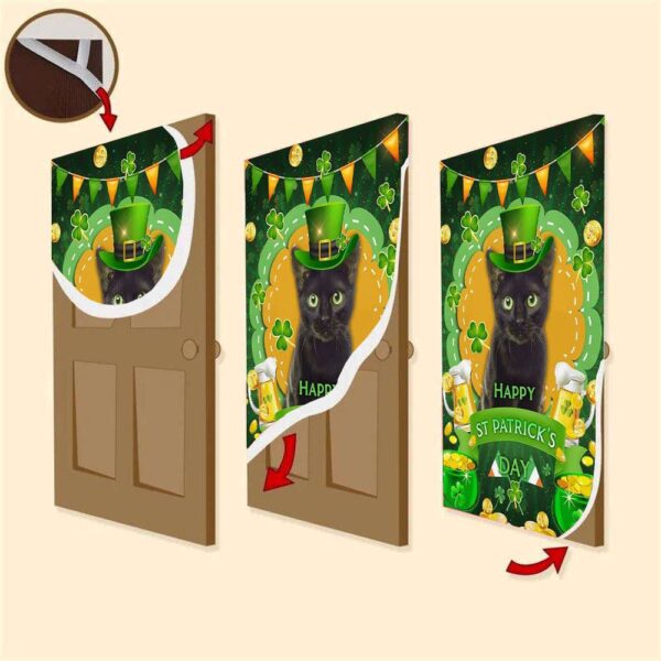 Black Cats Door Cover, St Patrick’s Day Door Cover, St Patrick’s Day Door Decor
