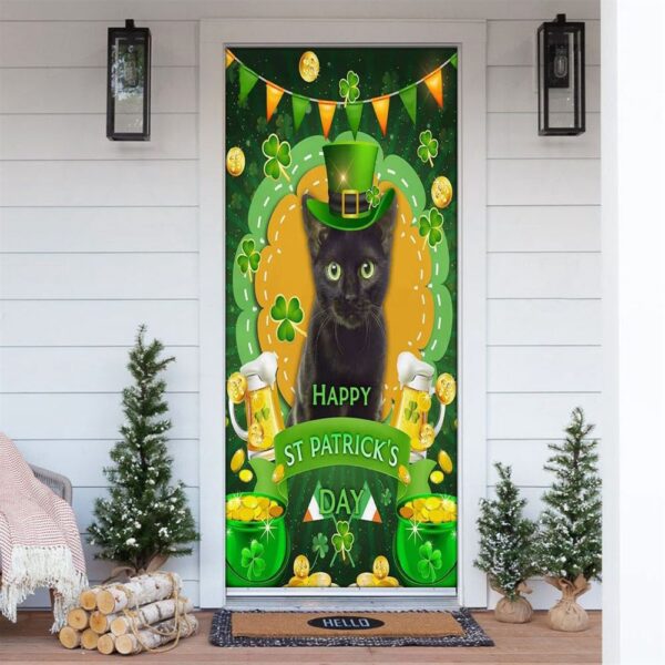 Black Cats Door Cover, St Patrick’s Day Door Cover, St Patrick’s Day Door Decor