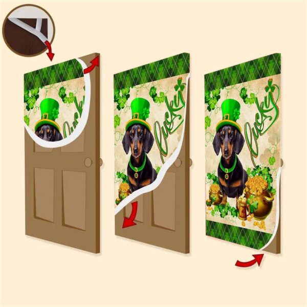 Black Dachshund Door Cover, St Patrick’s Day Door Cover, St Patrick’s Day Door Decor