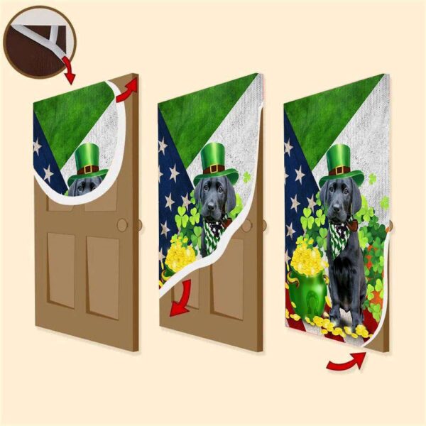 Black Labrador Door Cover, St Patrick’s Day Door Cover, St Patrick’s Day Door Decor