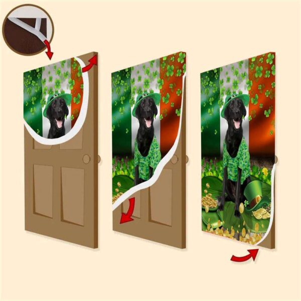 Black Labrador Door Cover, St Patrick’s Day Door Cover, St Patricks Day Door Decor