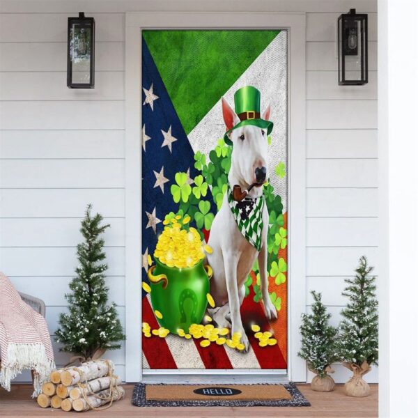 Bull Terrier Door Cover, St Patrick’s Day Door Cover, St Patrick’s Day Door Decor