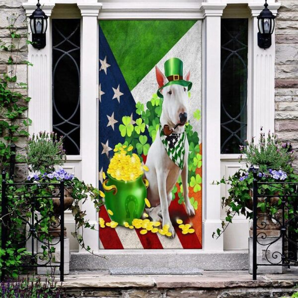 Bull Terrier Door Cover, St Patrick’s Day Door Cover, St Patrick’s Day Door Decor