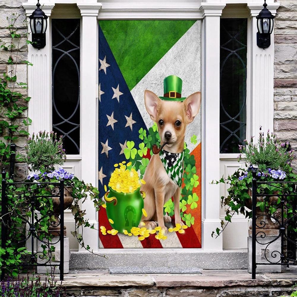 Chihuahua Door Cover, St Patrick’s Day Door Cover, St Patrick’s Day Door Decor
