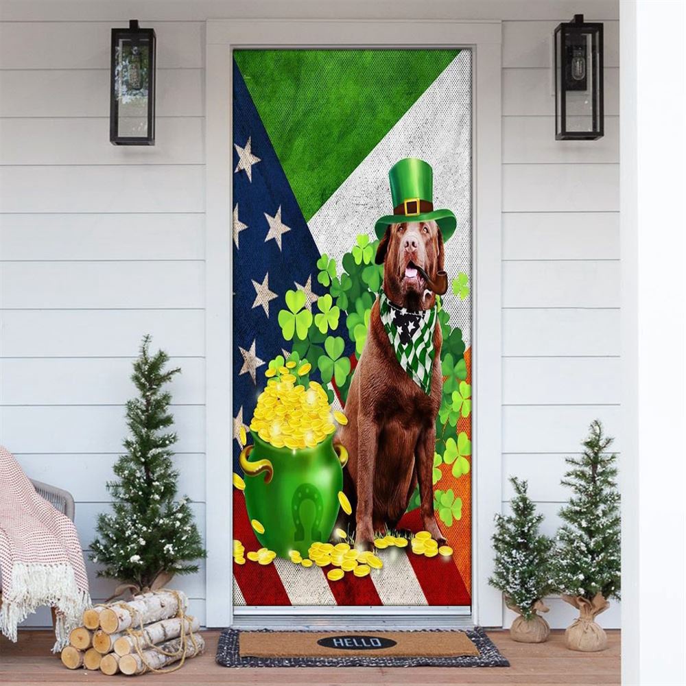 Chocolate Labrador Happy St Patrick Day Door Cover, St Patrick’s Day Door Cover, St Patrick’s Day Door Decor Chocolate Labrador Happy St Patrick Day Door Cover, St Patrick’s Day Door Cover, St Patrick’s Day Door Decor