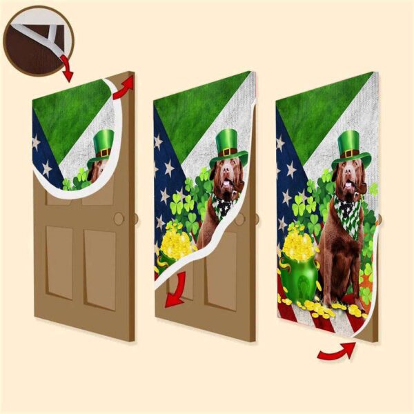Chocolate Labrador Happy St Patrick Day Door Cover, St Patrick’s Day Door Cover, St Patrick’s Day Door Decor