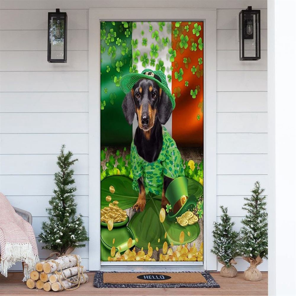 Dachshund Door Cover, St Patrick’s Day Door Cover, St Patrick’s Day Door Decor