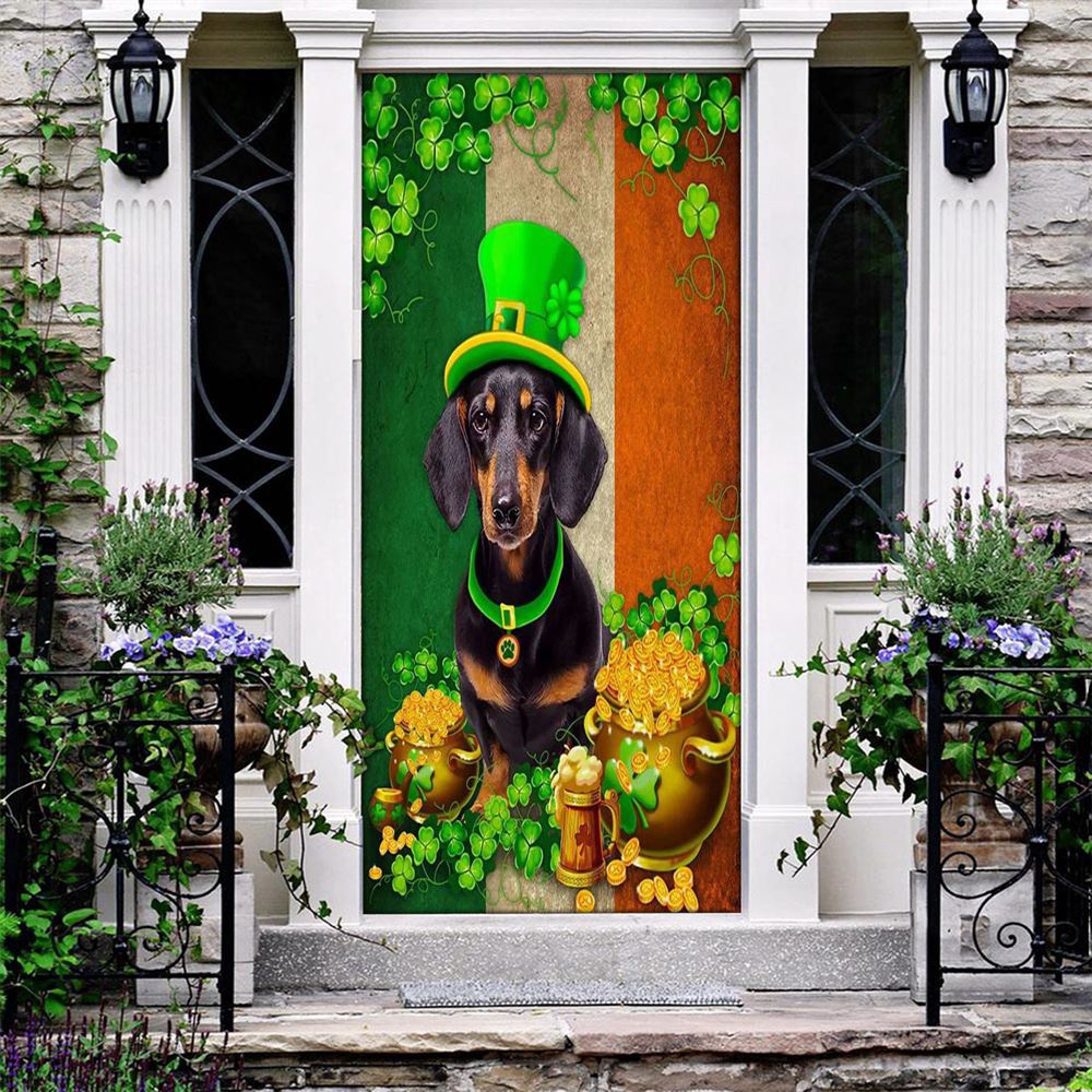 Dachshund Irish Door Cover, St Patrick’s Day Door Cover, St Patrick’s Day Door Decor
