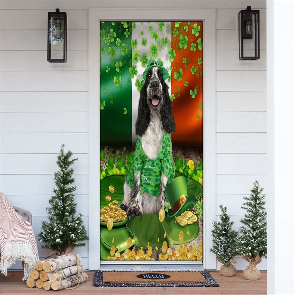 English Cocker Spaniel Door Cover, St Patrick’s Day Door Cover, St Patrick’s Day Door Decor