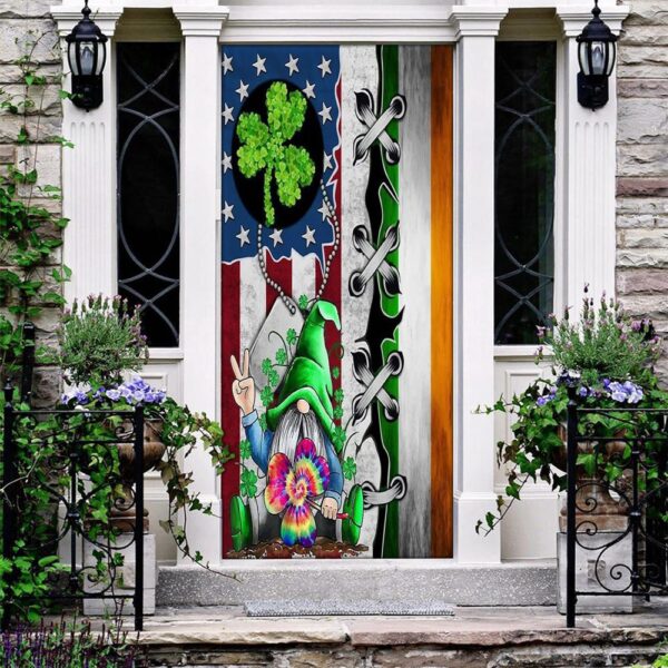 Gnomes Hold The Clovers Door Cover, Gift For Gnome Lovers, St Patrick’s Day Door Cover, St Patrick’s Day Door Decor