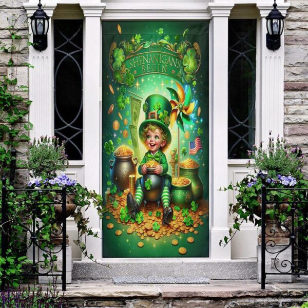 Gold Coins And Leprechaun Door Cover, St Patrick’s Day Door Cover, St Patrick’s Day Door Decor