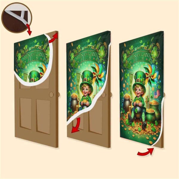 Gold Coins And Leprechaun Door Cover, St Patrick’s Day Door Cover, St Patrick’s Day Door Decor