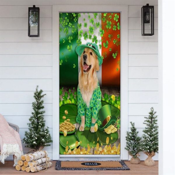 Golden Retriever Door Cover, St Patrick’s Day Door Cover, St Patrick’s Day Door Decor