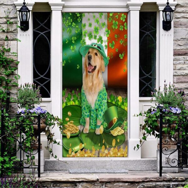 Golden Retriever Door Cover, St Patrick’s Day Door Cover, St Patrick’s Day Door Decor