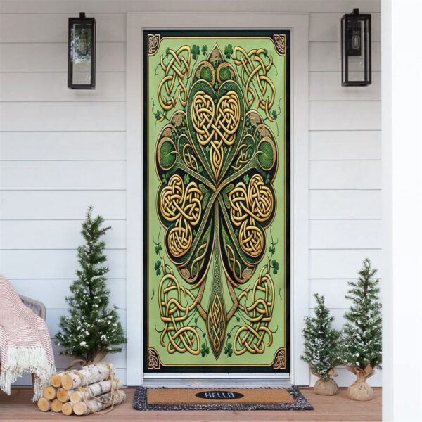 Green And Gold Celtic Door Cover, St Patrick’s Day Door Cover, St Patrick’s Day Door Decor