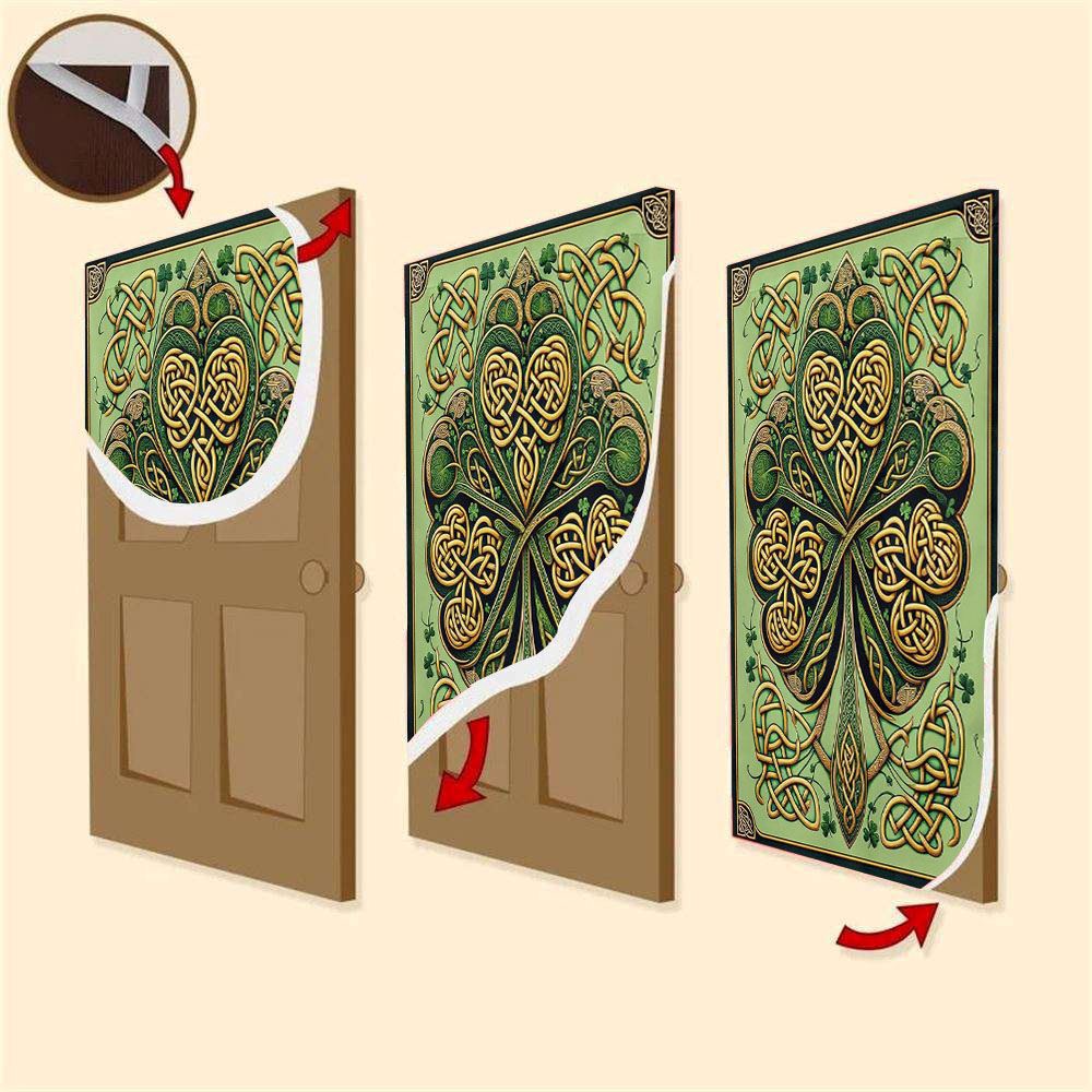 Green And Gold Celtic Door Cover, St Patrick’s Day Door Cover, St Patrick’s Day Door Decor