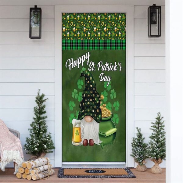 Green Gnome Brings Beer Door Cover, St Patrick’s Day Door Cover, St Patrick’s Day Door Decor