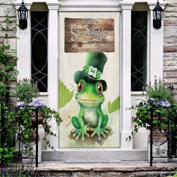 Happy Patrick’s Day Door Cover, Gift For Frog Lovers, St Patrick’s Day Door Cover, St Patrick’s Day Door Decor
