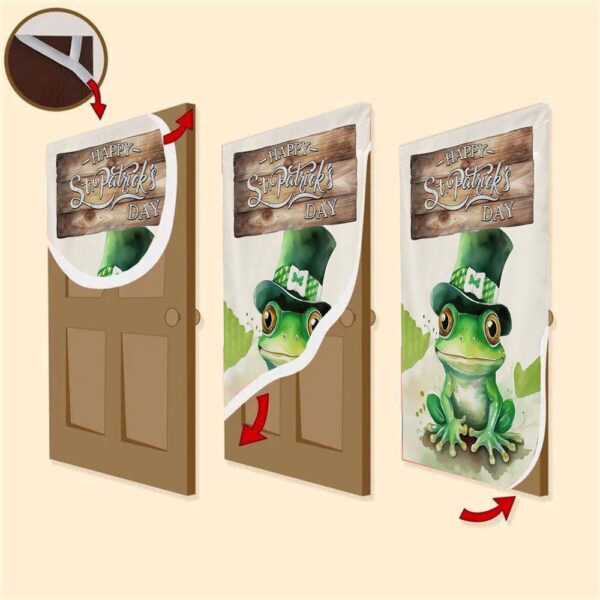 Happy Patrick’s Day Door Cover, Gift For Frog Lovers, St Patrick’s Day Door Cover, St Patrick’s Day Door Decor