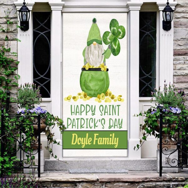 Happy St Patrick’s Day Gnome Personalized Door Cover, St Patrick’s Day Door Cover, St Patrick’s Day Door Decor