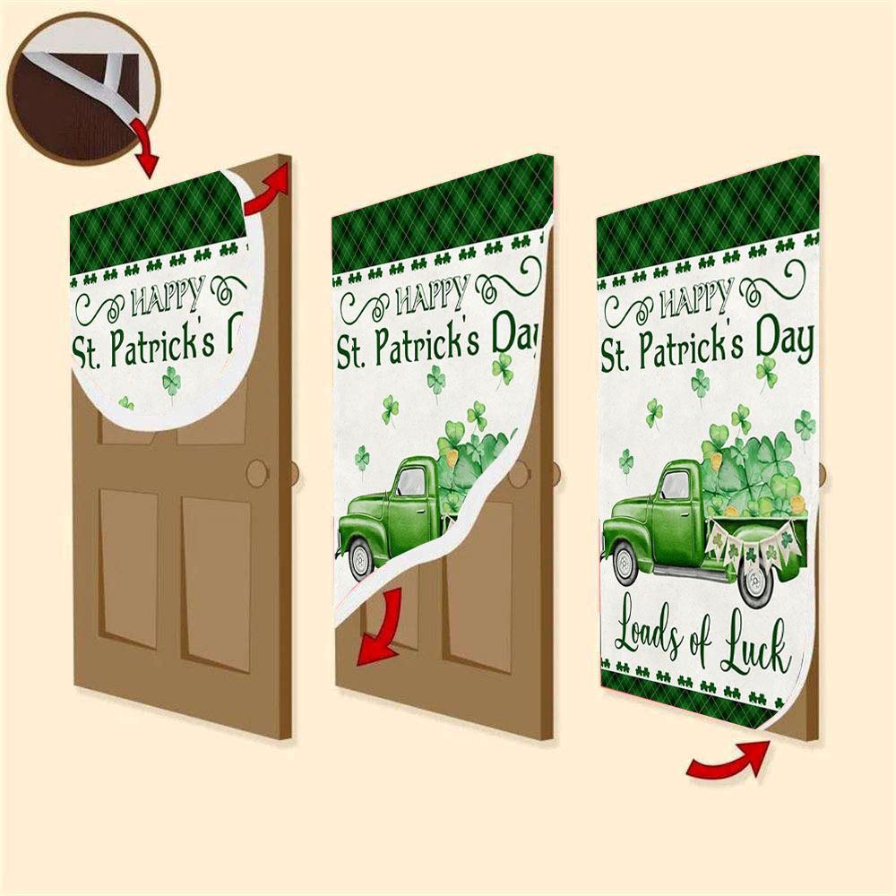 Happy St Patrick’s Day Green Truck Loads Of Luck Door Cover, St Patrick’s Day Door Cover, St Patrick’s Day Door Decor