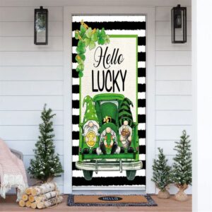 Hello Lucky Door Cover Gift For Gnome Lovers St Patrick s Day Door Cover St Patrick s Day Door Decor 1 jstp7s.jpg