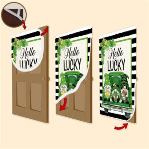 Hello Lucky Door Cover Gift For Gnome Lovers St Patrick s Day Door Cover St Patrick s Day Door Decor 3 ogdby4.jpg