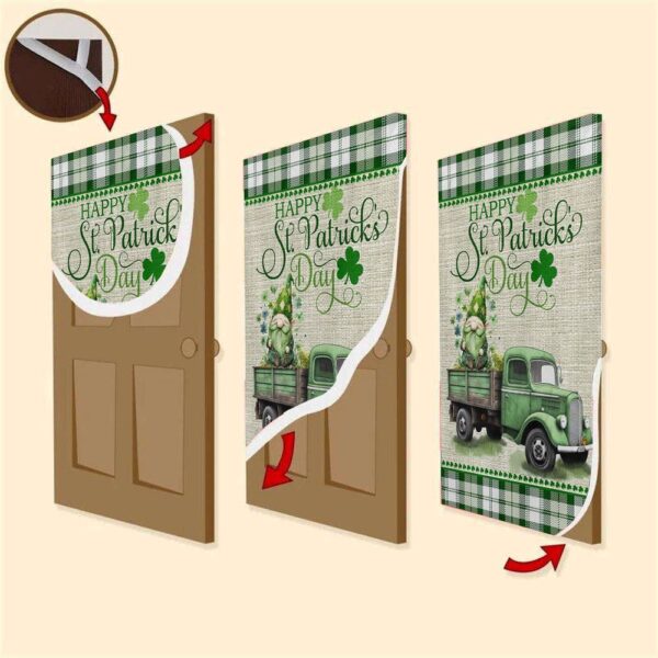 Here I Am Shamrocks Door Cover, Gift For Gnome Lovers, St Patrick’s Day Door Cover, St Patrick’s Day Door Decor