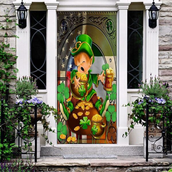 Irish American Leprechaun Happy St Patrick’s Day Door Cover, St Patrick’s Day Door Cover, St Patrick’s Day Door Decor