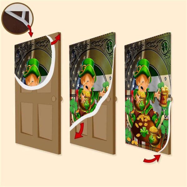 Irish American Leprechaun Happy St Patrick’s Day Door Cover, St Patrick’s Day Door Cover, St Patrick’s Day Door Decor