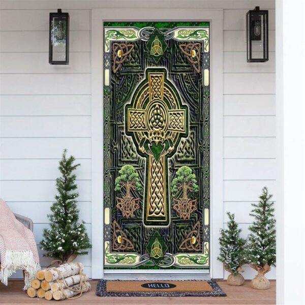 Irish Celtic Cross Happy Saint Patrick’s Day Door Cover, St Patrick’s Day Door Cover, St Patrick’s Day Door Decor
