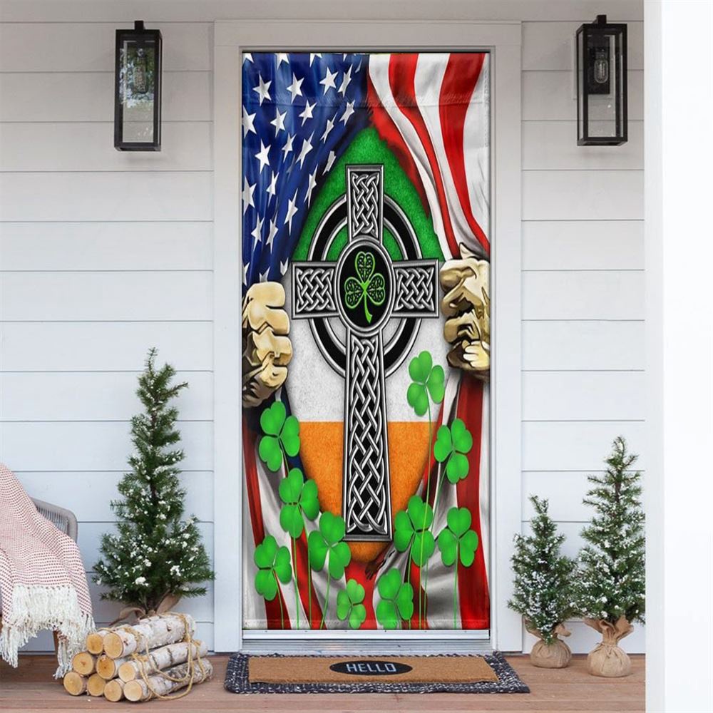 Irish Celtic Knot Cross Irish Door Cover, St Patrick’s Day Door Cover, St Patrick’s Day Door Decor