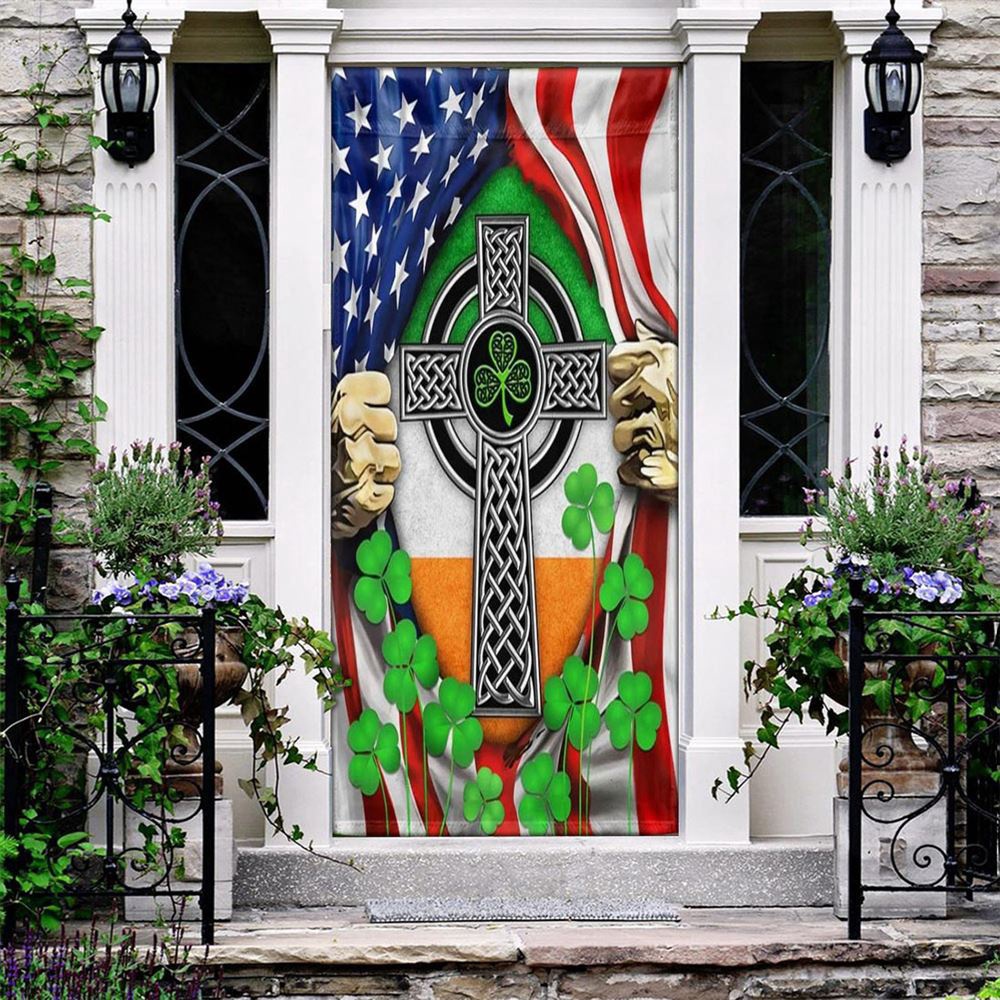 Irish Celtic Knot Cross Irish Door Cover, St Patrick’s Day Door Cover, St Patrick’s Day Door Decor