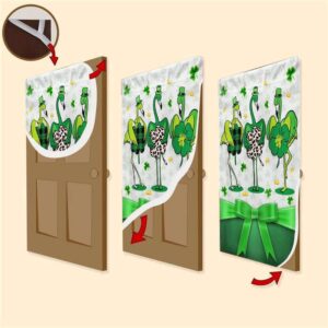 Irish Patrick s Day Door Cover Funny Flamingo St Patrick s Day Door Cover St Patrick s Day Door Decor 3 onznuu.jpg
