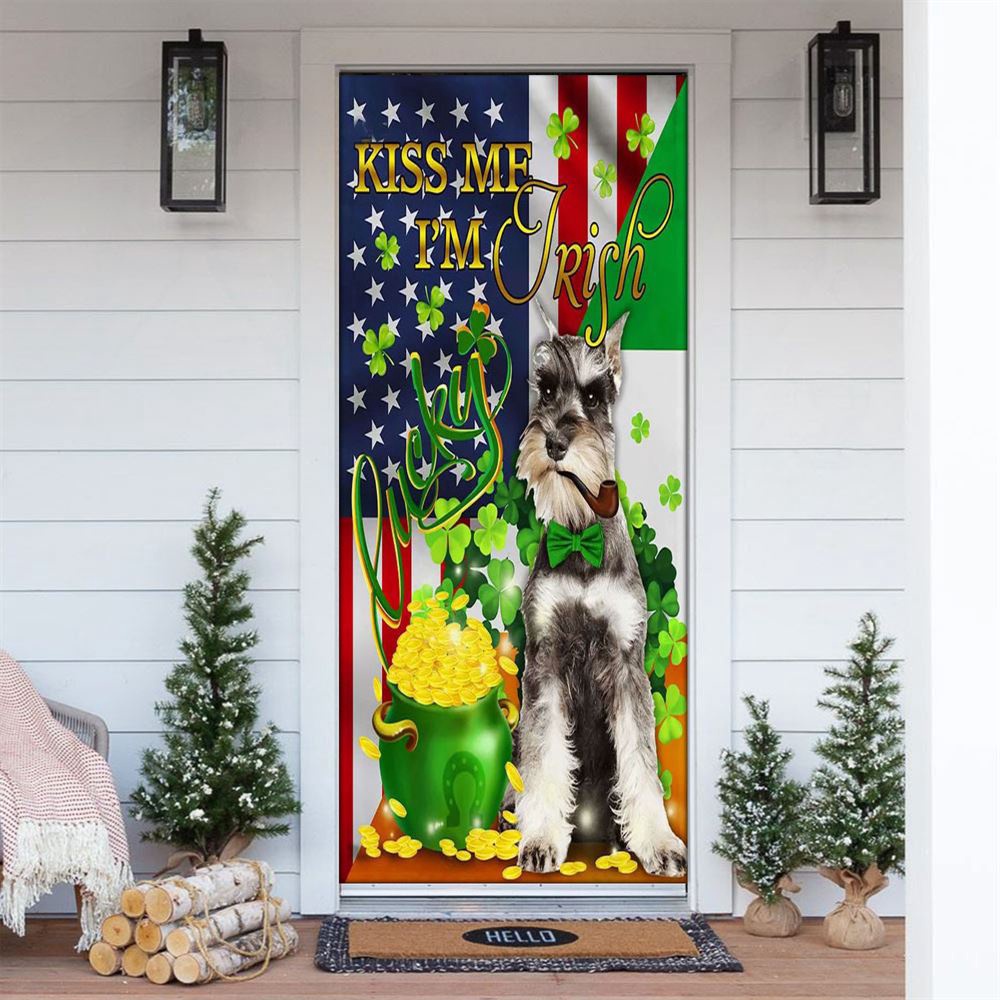 Kiss Me I’m Irish Miniature Schnauzer Door Cover, St Patrick’s Day Door Cover, St Patrick’s Day Door Decor Kiss Me I’m Irish Miniature Schnauzer Door Cover, St Patrick’s Day Door Cover, St Patrick’s Day Door Decor